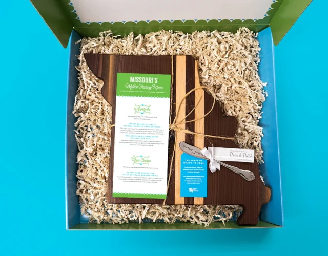 Missouri-themed gift box with menu